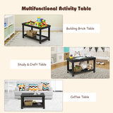 NNECW Wooden Kids Activity Table with Storage Shelf and Removable Tabletop