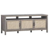 NNECW Rattan TV Stand with 3 Rattan Doors for Living Room