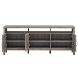 NNECW Rattan TV Stand with 3 Rattan Doors for Living Room