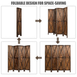 NNECW 4-Panel Freestanding Wood Room Divider with X-shaped Ornament