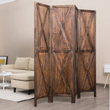 NNECW 4-Panel Freestanding Wood Room Divider with X-shaped Ornament
