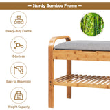 NNECW Bamboo Shoe Rack Bench with Storage Shelf for Entryway
