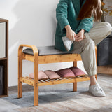 NNECW Bamboo Shoe Rack Bench with Storage Shelf for Entryway