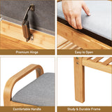 NNECW Bamboo Shoe Rack Bench with Storage Shelf for Entryway