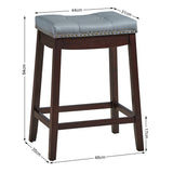 NNECW Backless Nailhead Bar Stool with Counter Height for Dining Room-Coffee