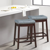 NNECW Backless Nailhead Bar Stool with Counter Height for Dining Room-Coffee