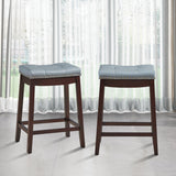 NNECW Backless Nailhead Bar Stool with Counter Height for Dining Room-Coffee
