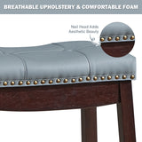 NNECW Backless Nailhead Bar Stool with Counter Height for Dining Room-Coffee