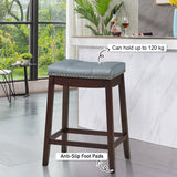 NNECW Backless Nailhead Bar Stool with Counter Height for Dining Room-Coffee
