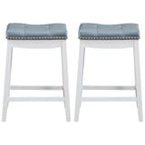 NNECW Backless Nailhead Bar Stool with Counter Height for Dining Room-White