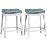 NNECW Backless Nailhead Bar Stool with Counter Height for Dining Room-White