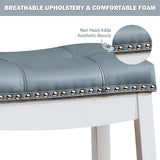 NNECW Backless Nailhead Bar Stool with Counter Height for Dining Room-White