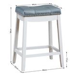 NNECW Backless Nailhead Bar Stool with Counter Height for Dining Room-White