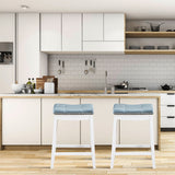 NNECW Backless Nailhead Bar Stool with Counter Height for Dining Room-White