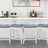 NNECW Backless Nailhead Bar Stool with Counter Height for Dining Room-White