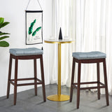 NNECW Backless Nailhead Bar Stool with Natural Rubber Wood Legs for Dining Room-Coffee