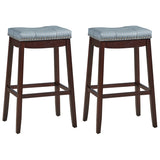 NNECW Backless Nailhead Bar Stool with Natural Rubber Wood Legs for Dining Room-Coffee