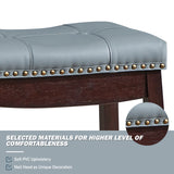 NNECW Backless Nailhead Bar Stool with Natural Rubber Wood Legs for Dining Room-Coffee