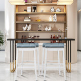 NNECW Backless Nailhead Bar Stool with Natural Rubber Wood Legs for Dining Room-White