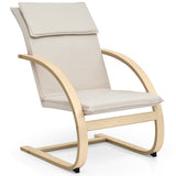 NNECW Padded Rocking Armchair with Pillow &amp Birch Wood Frame-Beige