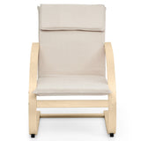 NNECW Padded Rocking Armchair with Pillow &amp Birch Wood Frame-Beige