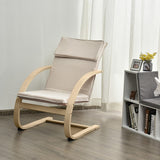 NNECW Padded Rocking Armchair with Pillow &amp Birch Wood Frame-Beige