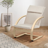 NNECW Padded Rocking Armchair with Pillow &amp Birch Wood Frame-Beige