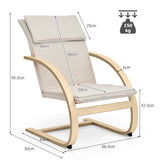 NNECW Padded Rocking Armchair with Pillow &amp Birch Wood Frame-Beige