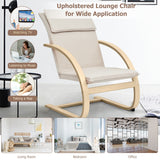 NNECW Padded Rocking Armchair with Pillow &amp Birch Wood Frame-Beige