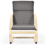 NNECW Padded Rocking Armchair with Pillow &amp Birch Wood Frame-Grey