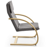 NNECW Padded Rocking Armchair with Pillow &amp Birch Wood Frame-Grey