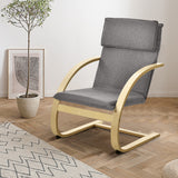 NNECW Padded Rocking Armchair with Pillow &amp Birch Wood Frame-Grey
