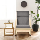 NNECW Padded Rocking Armchair with Pillow &amp Birch Wood Frame-Grey