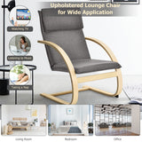 NNECW Padded Rocking Armchair with Pillow &amp Birch Wood Frame-Grey