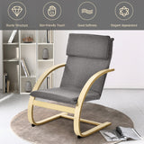 NNECW Padded Rocking Armchair with Pillow &amp Birch Wood Frame-Grey