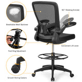 NNECW Ergonomic Drafting Chair with Flip-Up Armrest