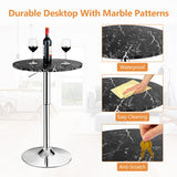 NNECW Modern Height Adjustable and 360 Swivel Bar Table with Marble Patterns