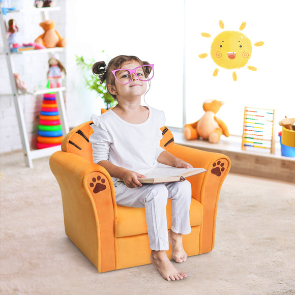 NNECW Lion Pattern Kids Armchair with Wooden Frame for Baby Room