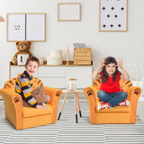 NNECW Lion Pattern Kids Armchair with Wooden Frame for Baby Room
