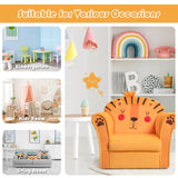 NNECW Lion Pattern Kids Armchair with Wooden Frame for Baby Room