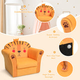 NNECW Lion Pattern Kids Armchair with Wooden Frame for Baby Room