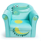 NNECW Crocodile Pattern Kids Armchair with Wooden Frame for Baby Room