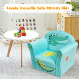 NNECW Crocodile Pattern Kids Armchair with Wooden Frame for Baby Room