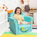 NNECW Crocodile Pattern Kids Armchair with Wooden Frame for Baby Room