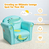 NNECW Crocodile Pattern Kids Armchair with Wooden Frame for Baby Room