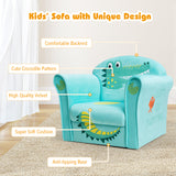 NNECW Crocodile Pattern Kids Armchair with Wooden Frame for Baby Room