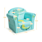 NNECW Crocodile Pattern Kids Armchair with Wooden Frame for Baby Room