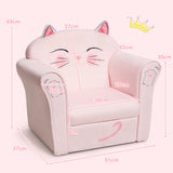 NNECW Cat Pattern Kids Armchair with Wooden Frame for Baby Room