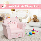 NNECW Cat Pattern Kids Armchair with Wooden Frame for Baby Room