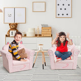 NNECW Cat Pattern Kids Armchair with Wooden Frame for Baby Room